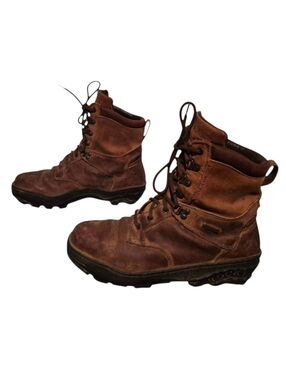Rocky Brown Leather Lace-Up Combat Ankle Boots Men's Size 11W
